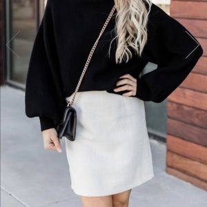 Pink Lily Cream Tweed Skirt